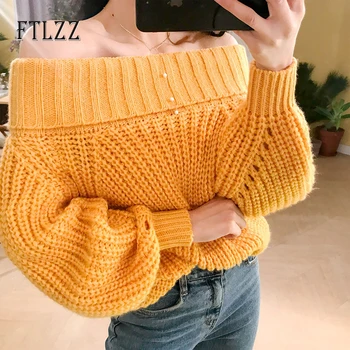 Korean Sweater Women Fashion Sexy Off The Shoulder Loose Knitted Tops Ladies Autumn Winter Pullover Slash Neck Sweaters Clothing
Korean Sweater Women Fashion Sexy Off The Shoulder Loose Knitted Tops Ladies Autumn Winter Pullover Slash Neck Sweaters Clothing
