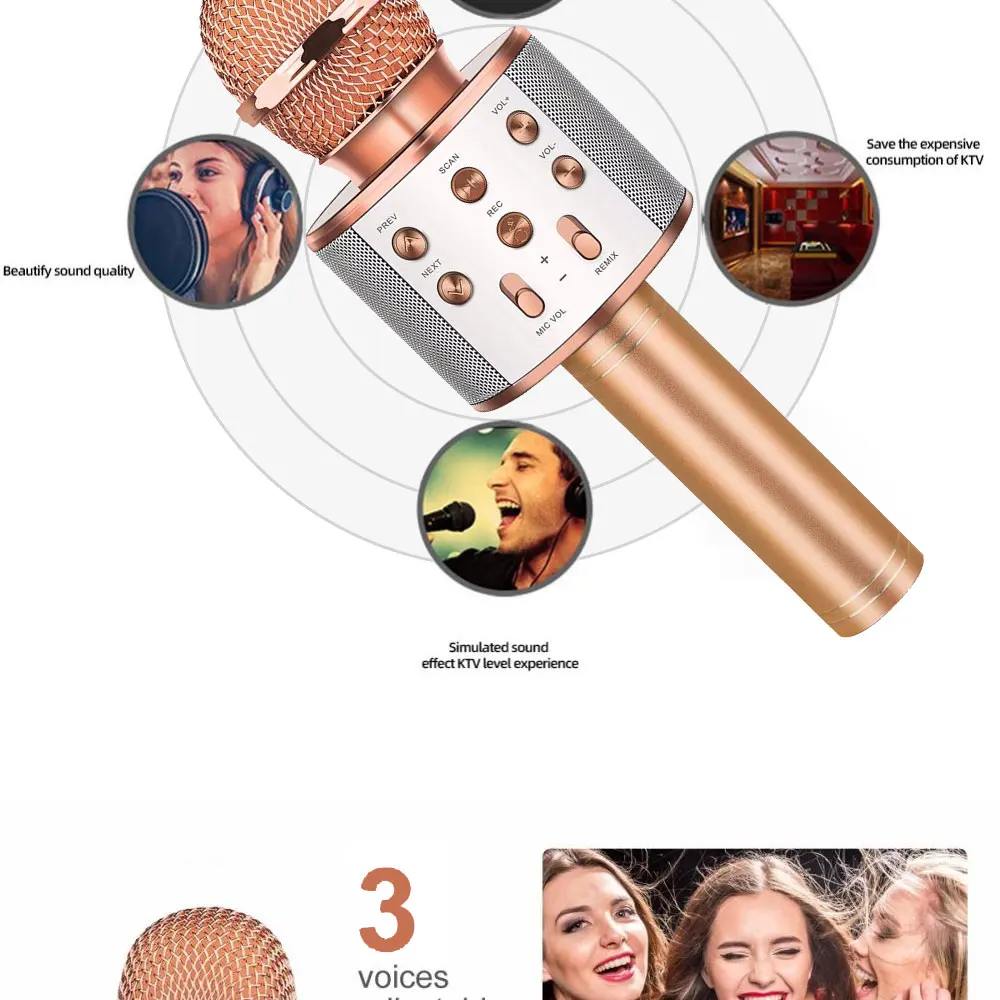 Fast-Delivery WS858 Karaoke Microphone Wireless Speaker Recording Youtube Bluetooth Microphone For Smartphone Kids Fast-Delivery WS858 Karaoke Microphone Wireless Speaker Recording Youtube Bluetooth Microphone For Smartphone Kids