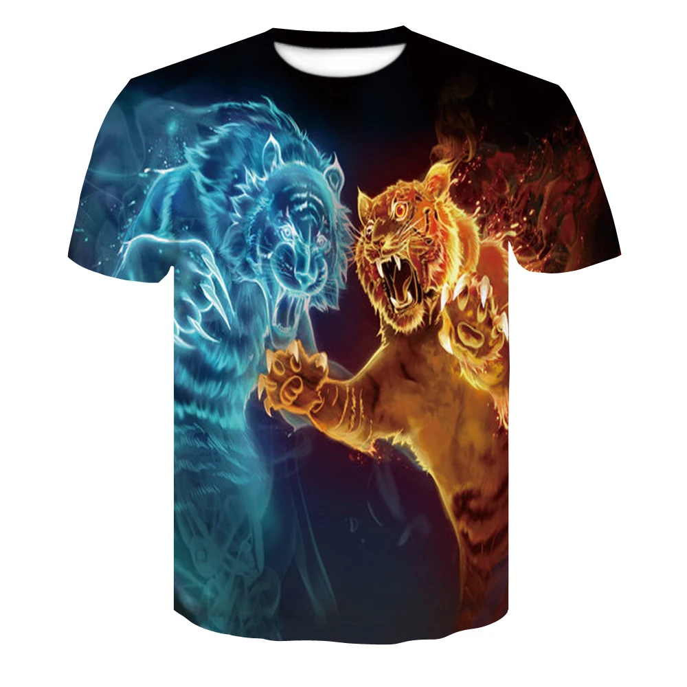 2019 Fashion New summer Men's 3D printed Colorful deer short-sleeved men's Blue tiger Animal 3D t- shirt Trend male Hip hop
2019 Fashion New summer Men's 3D printed Colorful deer short-sleeved men's Blue tiger Animal 3D t- shirt Trend male Hip hop