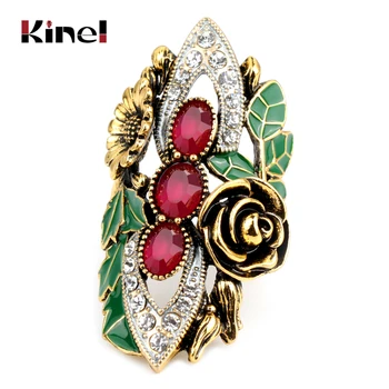 Kinel Luxury Women Rings Vintage Jewelry Antique Gold Color Mosaic Red Zircon Green Enamel Bride Wedding Ring Christmas Gift
Kinel Luxury Women Rings Vintage Jewelry Antique Gold Color Mosaic Red Zircon Green Enamel Bride Wedding Ring Christmas Gift