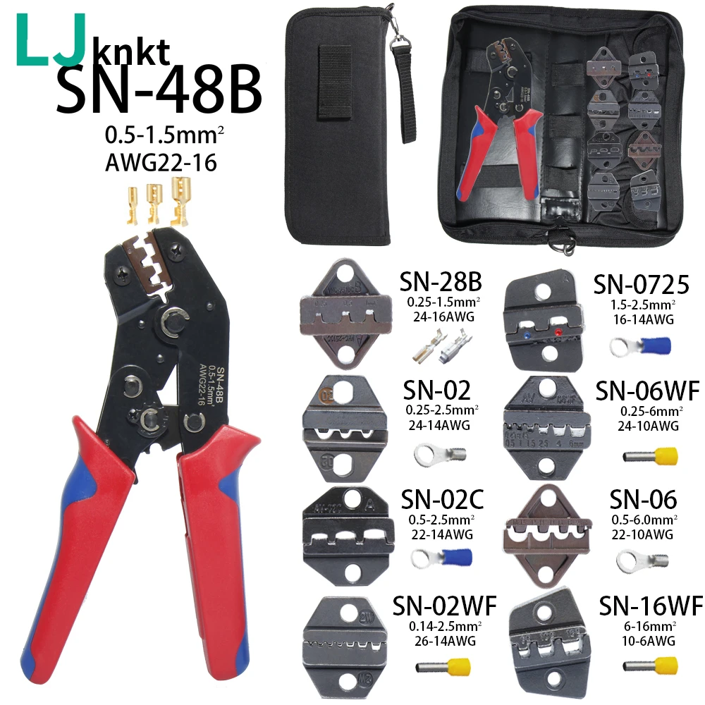 SN-48BTerminals Pliers Interchangeable Dies Wire Crimper Crimping Set 2.8 4.8 6.3 Insulation Electrical Clamp 10 jaws Tools kit
SN-48BTerminals Pliers Interchangeable Dies Wire Crimper Crimping Set 2.8 4.8 6.3 Insulation Electrical Clamp 10 jaws Tools kit