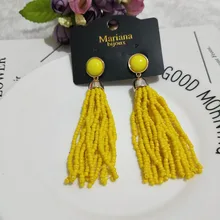 

Beaded Tassel Earrings Boho Bohemian Red Black White Yellow Fringe Bead Earings Pendientes Flecos Mujer Borla Women 2018 Brincos