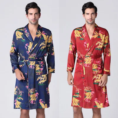 Chinese Men's Satin Silk Robe Embroidery Kimono Bath Gown Dragon/Long Sleeve Navy Blue Bath Robe Dressing Gown Sleepwear
Chinese Men's Satin Silk Robe Embroidery Kimono Bath Gown Dragon/Long Sleeve Navy Blue Bath Robe Dressing Gown Sleepwear