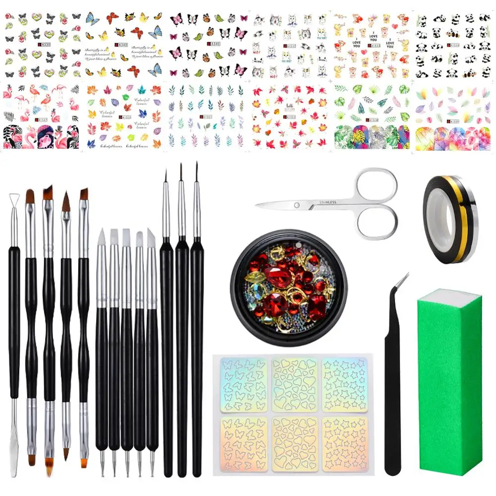 Manicure Nail Tools Kits Painting Drawing Pens Striping Tape Line Template Stickers Water Transfer Stickers Decals Set For Nails
Manicure Nail Tools Kits Painting Drawing Pens Striping Tape Line Template Stickers Water Transfer Stickers Decals Set For Nails