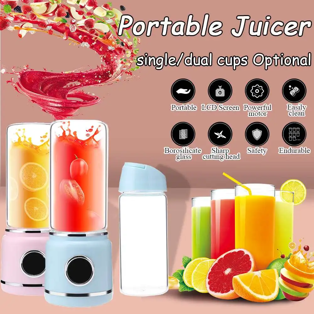 Dual Cup LED Mini Portable Blenders Juicers Home Mixer Multi-function Electric Cup Juicer USB Licuadora Juices Smoothie machine
Dual Cup LED Mini Portable Blenders Juicers Home Mixer Multi-function Electric Cup Juicer USB Licuadora Juices Smoothie machine