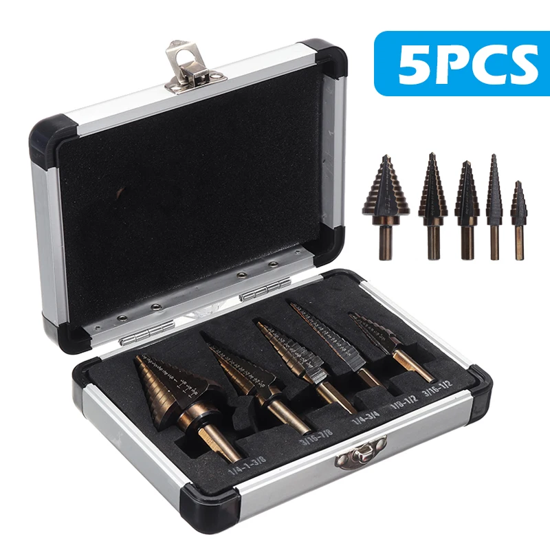5pcs Multiple Hole Drill Bit Tools Cobalt Step Drill Bit Set Metal Drilling Tool For Metal Wood Step Cone Drill Accessories
5pcs Multiple Hole Drill Bit Tools Cobalt Step Drill Bit Set Metal Drilling Tool For Metal Wood Step Cone Drill Accessories