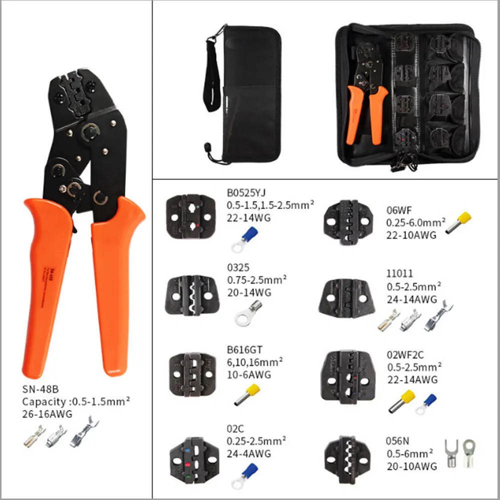 Plier Set Mini European Crimping Tool for Insulated Tube Female Terminals Cable End-sleeves Wire Crimper SN-48B
Plier Set Mini European Crimping Tool for Insulated Tube Female Terminals Cable End-sleeves Wire Crimper SN-48B