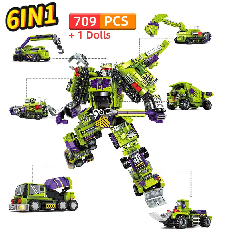 Transformation Building blocks 6 in 1 City Engineering Robot Excavator Car Truck Constructor Bricks Vehicle Set Toy for Children
Transformation Building blocks 6 in 1 City Engineering Robot Excavator Car Truck Constructor Bricks Vehicle Set Toy for Children