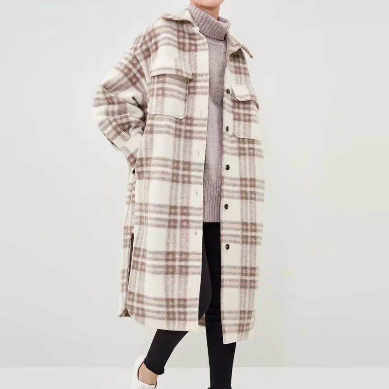 Zoulv Women Autumn Winter Plaid Shirts Wool Blends Coats 2020 Long Sleeve Pockets Female Casual Loose Outerwear Overcoat 
Zoulv Women Autumn Winter Plaid Shirts Wool Blends Coats 2020 Long Sleeve Pockets Female Casual Loose Outerwear Overcoat
