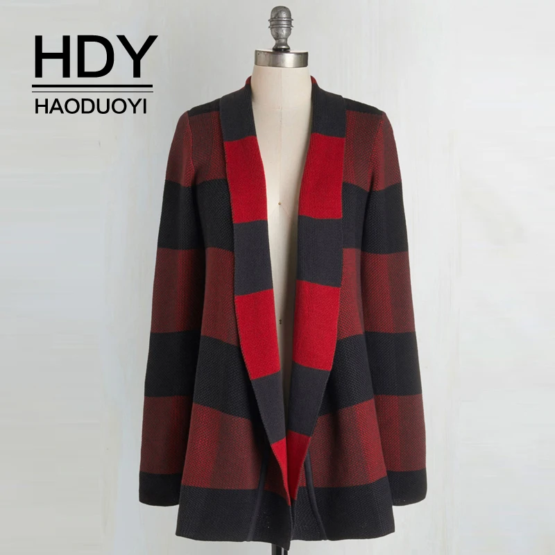 

HDY Haoduoyi New Fashion Ladies Casual Simple Womens Female Tops Long Sleeve Splicing Stripes Turn-down Collar Coats