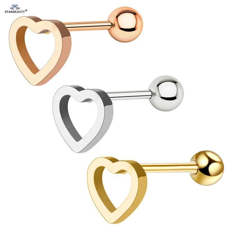 Starbeauty 2pcs 0.8x6mm Cute Rainbow Hollow Heart Earrings Stud Earring Helix Piercing Oreja Ear Piercing Tragus Body Jewelry 
Starbeauty 2pcs 0.8x6mm Cute Rainbow Hollow Heart Earrings Stud Earring Helix Piercing Oreja Ear Piercing Tragus Body Jewelry