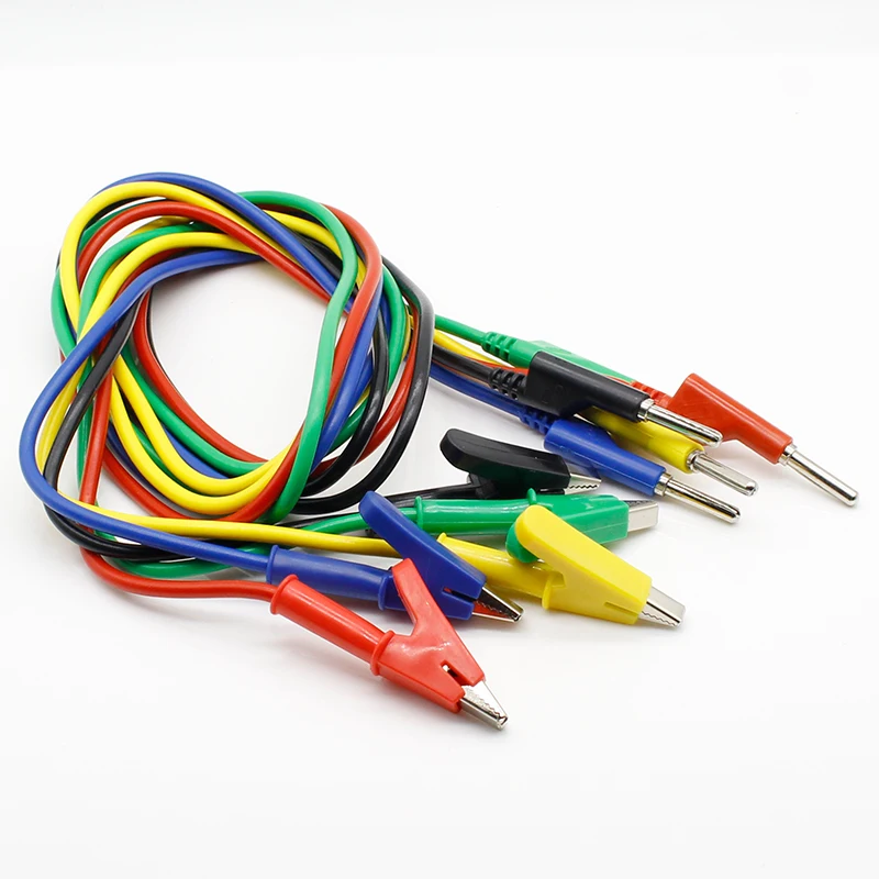 

5pcs High Quality 1M Long Alligator Clip to Banana Plug Test Cable Pair for Multimeter