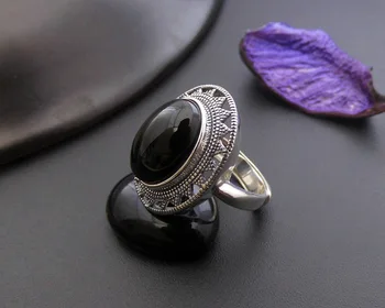 S925 silver jewelry red corundum black agate garnet open ring gem index finger ring new
S925 silver jewelry red corundum black agate garnet open ring gem index finger ring new