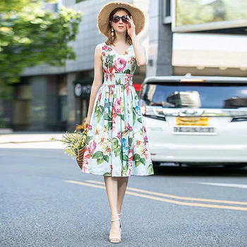 Summer 2020 New Women'S Fashion Party Casual Beach Elegant Chic Gentlewoman Waist Stretch Flower Print Vest Midi Dress
Summer 2020 New Women'S Fashion Party Casual Beach Elegant Chic Gentlewoman Waist Stretch Flower Print Vest Midi Dress