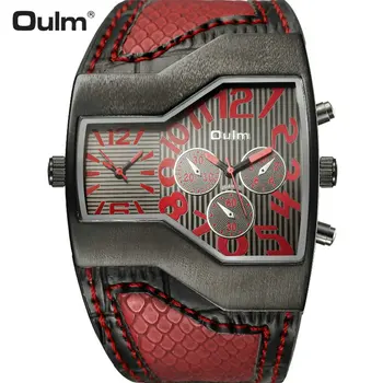 OULM Fashion Quartz Watch Men Dual Time Display Python Dial Red Grain Leather Strap Sports Casual Wrist Watches Relogio Masculin
OULM Fashion Quartz Watch Men Dual Time Display Python Dial Red Grain Leather Strap Sports Casual Wrist Watches Relogio Masculin