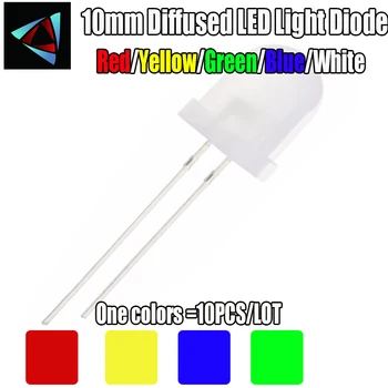 10pcs 10mm Misty LED Diffused Kit 10 mm 3V Green Red Blue Yellow White Warm colors
10pcs 10mm Misty LED Diffused Kit 10 mm 3V Green Red Blue Yellow White Warm colors