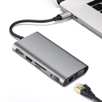USB C Hub Adapter 10 in 1 with Ethernet,HDMI,VGA,USB 3.0 Ports,2.0 Charging Port
USB C Hub Adapter 10 in 1 with Ethernet,HDMI,VGA,USB 3.0 Ports,2.0 Charging Port