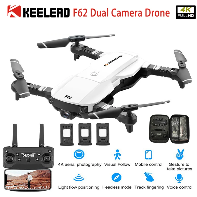 KEELED Newest F62 Mini Drone 4K HD FPV Dual Camera Drones light flow positioning Quadcopter with Camera voice control RC Dron
KEELED Newest F62 Mini Drone 4K HD FPV Dual Camera Drones light flow positioning Quadcopter with Camera voice control RC Dron
