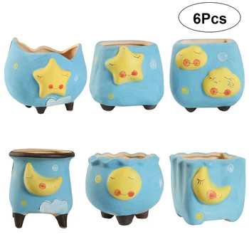 6pcs Ceramic Flowerpot Adorable Moon Star Planter Succulent Storage Container Gardening Supply for Home Office (Sky-blue)
6pcs Ceramic Flowerpot Adorable Moon Star Planter Succulent Storage Container Gardening Supply for Home Office (Sky-blue)