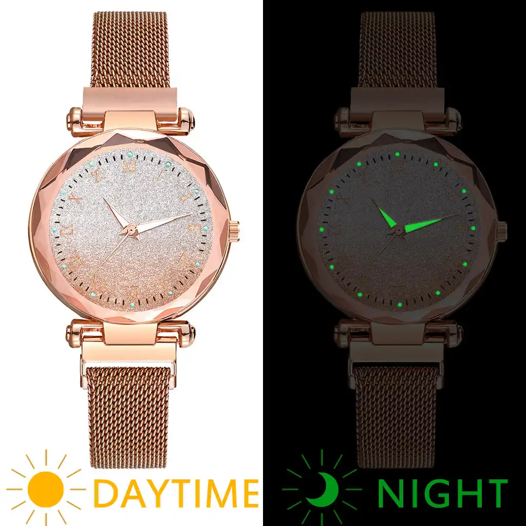 women watches luxury starry sky stainless steel mesh magnetic