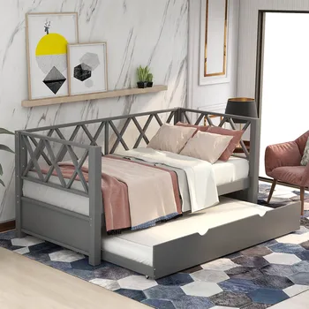 Daybed Bed Frame X-Shaped Lattice Back For Studio Apartments, Guest Rooms, Home Offices Bed Home Furniture Gray/White
Daybed Bed Frame X-Shaped Lattice Back For Studio Apartments, Guest Rooms, Home Offices Bed Home Furniture Gray/White