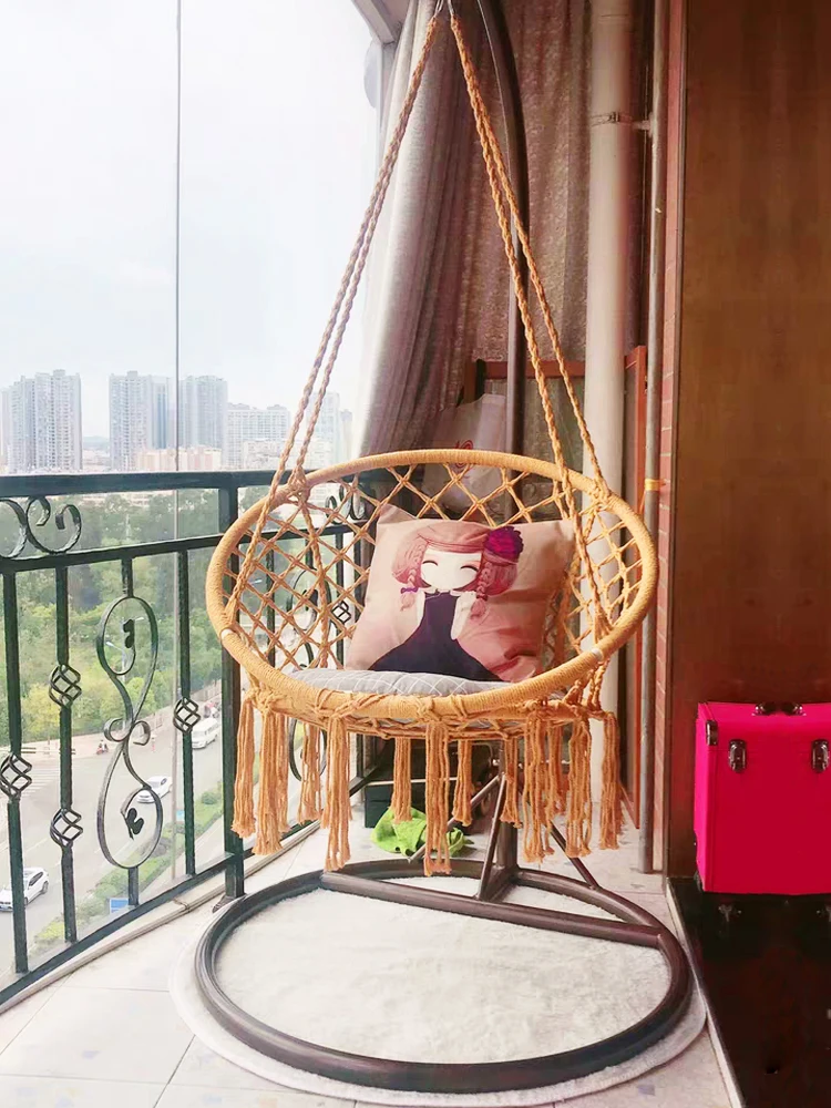 Ins hanging chair net red indoor tassel homestay home cotton rope North European living room cradle
Ins hanging chair net red indoor tassel homestay home cotton rope North European living room cradle