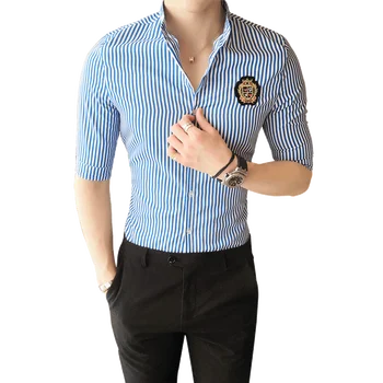 Stripe Shirt Men Half Sleeve Slim Fit Men Summer Shirts Chemise Homme Manche Court Camisetas Masculina Camicia Uomo
Stripe Shirt Men Half Sleeve Slim Fit Men Summer Shirts Chemise Homme Manche Court Camisetas Masculina Camicia Uomo