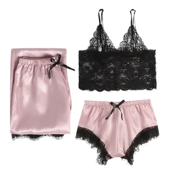 YOUYEDIAN 3PC Women Pajamas Sets Sleepwear Sexy Lace Printing Satin Silk Pajamas Women's Sleepwear Home Clothing 8M35
YOUYEDIAN 3PC Women Pajamas Sets Sleepwear Sexy Lace Printing Satin Silk Pajamas Women's Sleepwear Home Clothing 8M35