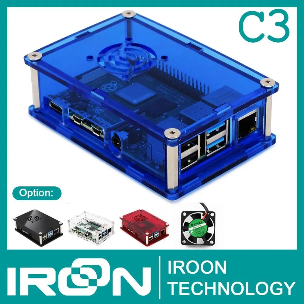 case C3: Clear Blue Raspberry PI 4 Case Box PI4 model B 1GB/2GB/4GB PMMA Acrylic Cover Shell Enclosure Box of Raspberry PI 4B
case C3: Clear Blue Raspberry PI 4 Case Box PI4 model B 1GB/2GB/4GB PMMA Acrylic Cover Shell Enclosure Box of Raspberry PI 4B