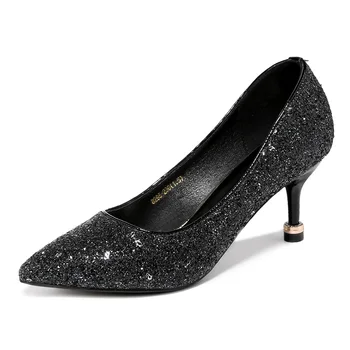 Shoes Woman MOOLECOLE Bling Sweet Women Pumps Pointed Toe High Heels 6.5 cm Thin Heels Women Shoes Party/Dress Shoes 2-8295 
Shoes Woman MOOLECOLE Bling Sweet Women Pumps Pointed Toe High Heels 6.5 cm Thin Heels Women Shoes Party/Dress Shoes 2-8295