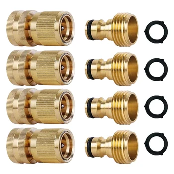 4 Set Garden Hose Quick Connectors Brass 3/4 Inch GHT Thread Easy Connect Fittings Water Hose Male Female
4 Set Garden Hose Quick Connectors Brass 3/4 Inch GHT Thread Easy Connect Fittings Water Hose Male Female