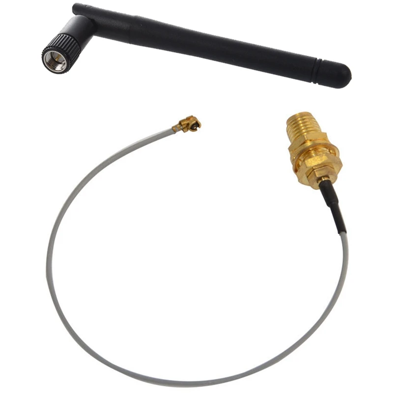 5DB 2.4G SMA Male WiFi Wireless Adapter Network Antenna with IPX / U.Fl to Jack Female Bulkhead Pigtail Cable Gold | Электроника
