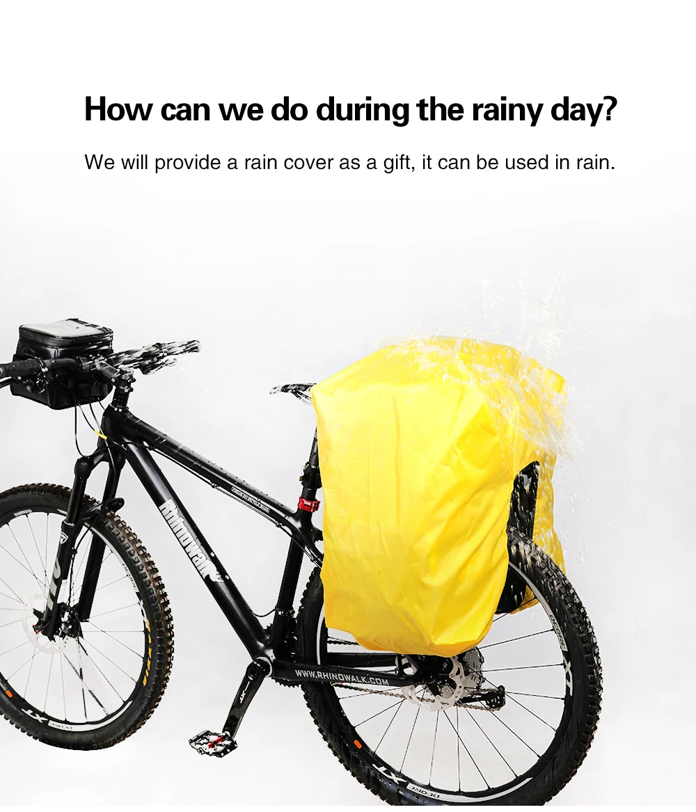 Rhinowalk 3 IN 1 Bicycle Rear Rack Seat Trunk Bag 70L MTB Road Bike Multifunctional Luggage Carrier Bag 3 Colors with Rain Cover (10)
