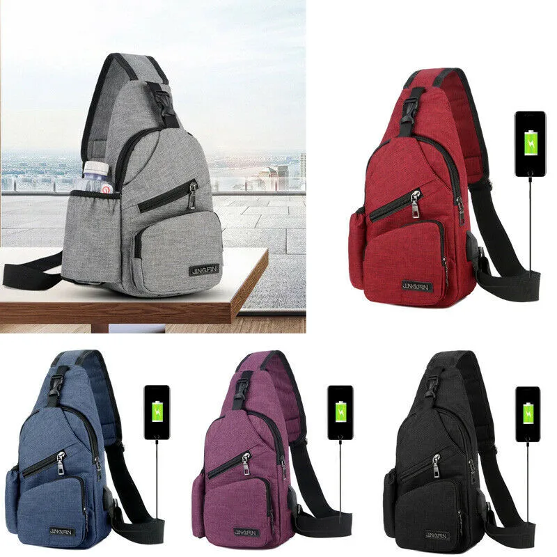 Mens Sling Bag Chest Pack Cycle Travel Sports Backpack Shoulder Crossbody Bag US