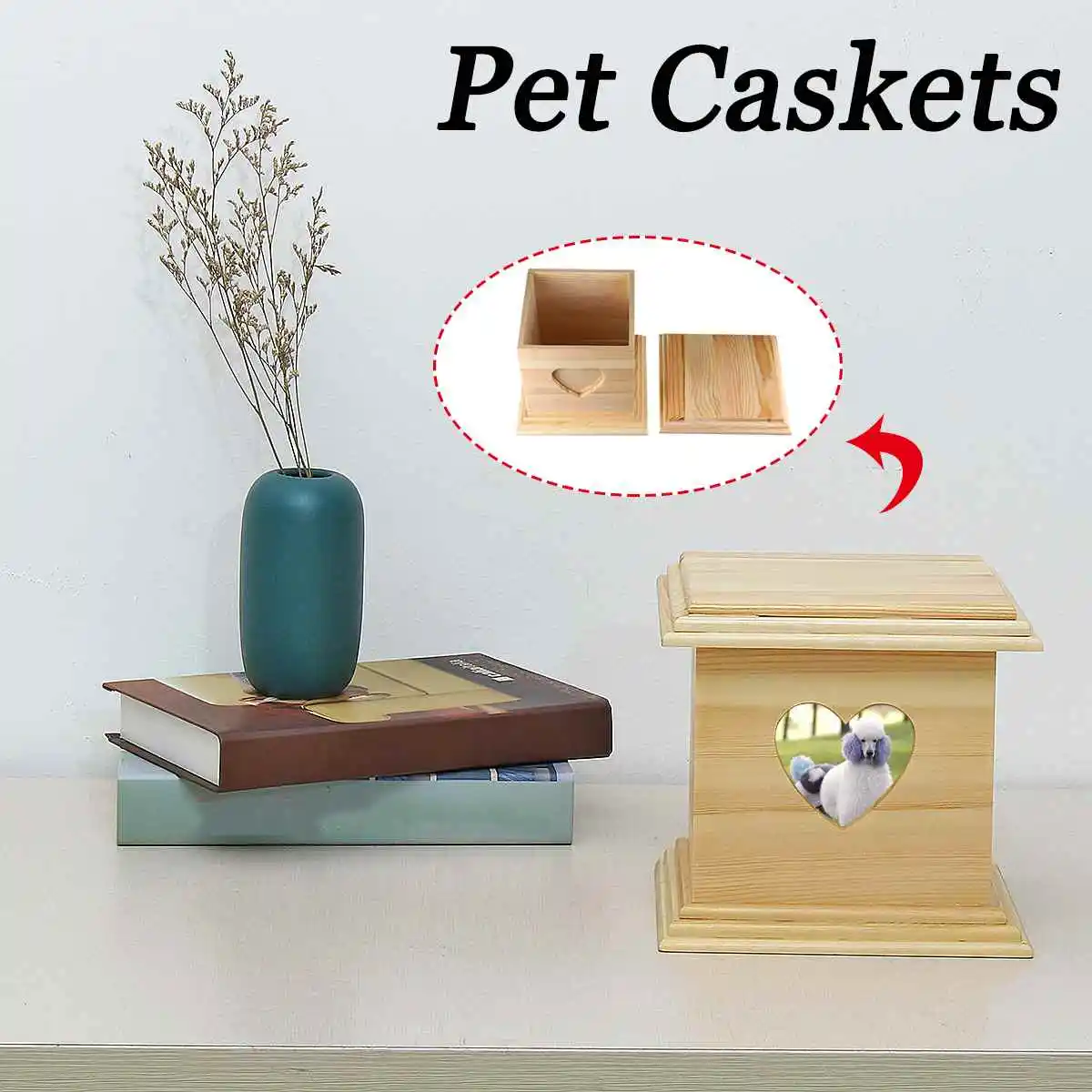 

18.6x18.6x17.5cm Wooden Mini Heart Cremation Urn Pet Cat Dog Bird Rabbit urnen Cinerary Funeral Casket Pet Memorials Useful