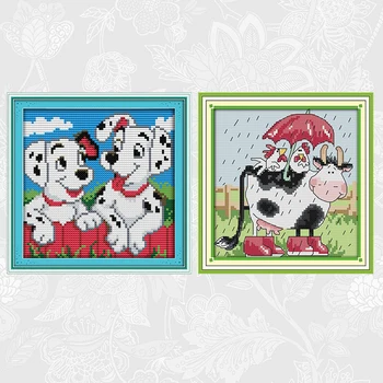 Joy sunday Two spots dog 14CT Printed Canvas 11CT White Fabric Cross Stitch kits Cows and chicken Needlework Embroidery Sets
Joy sunday Two spots dog 14CT Printed Canvas 11CT White Fabric Cross Stitch kits Cows and chicken Needlework Embroidery Sets