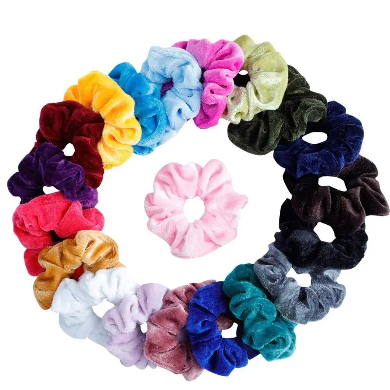 

27 Color Soft Chiffon Velvet Satin Hair Scrunchie Floral Grip Loop Holder Stretchy Hair Band Leopard Women Hair Accessories