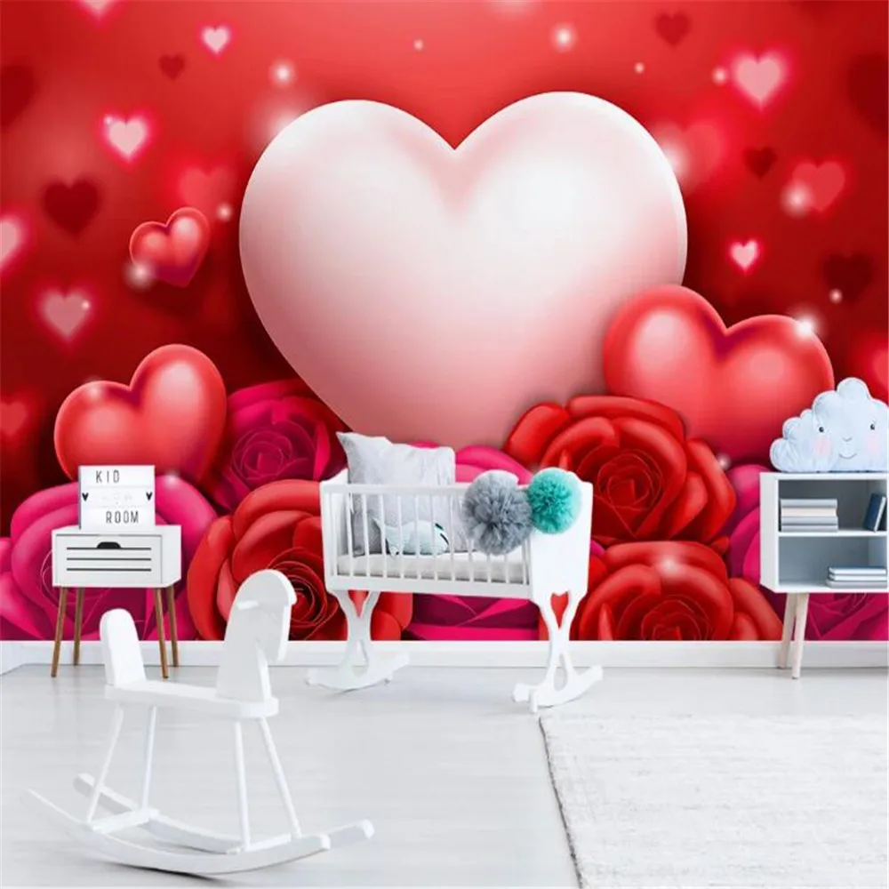 milofi factory custom wallpaper mural 3D modern heart and heart printed red rose background wall decoration painting
milofi factory custom wallpaper mural 3D modern heart and heart printed red rose background wall decoration painting