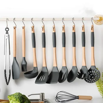 Silica Gel Kitchen Ware Set Kitchen Household Spatula Spoon 11-Piece Non-Stick Pot Suitable for High Temperature Resistance
Silica Gel Kitchen Ware Set Kitchen Household Spatula Spoon 11-Piece Non-Stick Pot Suitable for High Temperature Resistance