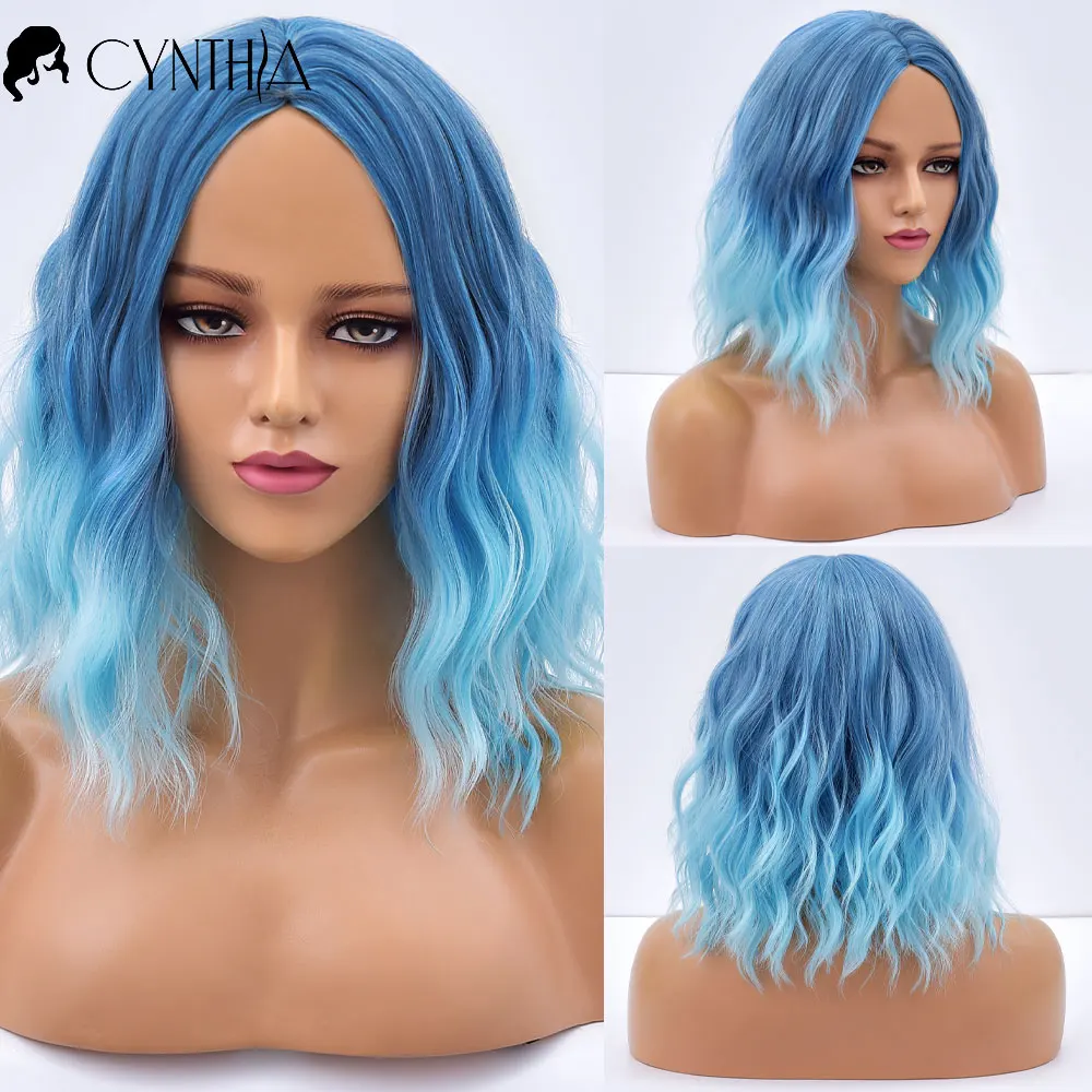 Cosplay Colored Wavy Short Hair Synthetic Wig For White Women Natural Blue Ombre Heat Resistant Daily Wavy Fibre Female Wigs
Cosplay Colored Wavy Short Hair Synthetic Wig For White Women Natural Blue Ombre Heat Resistant Daily Wavy Fibre Female Wigs