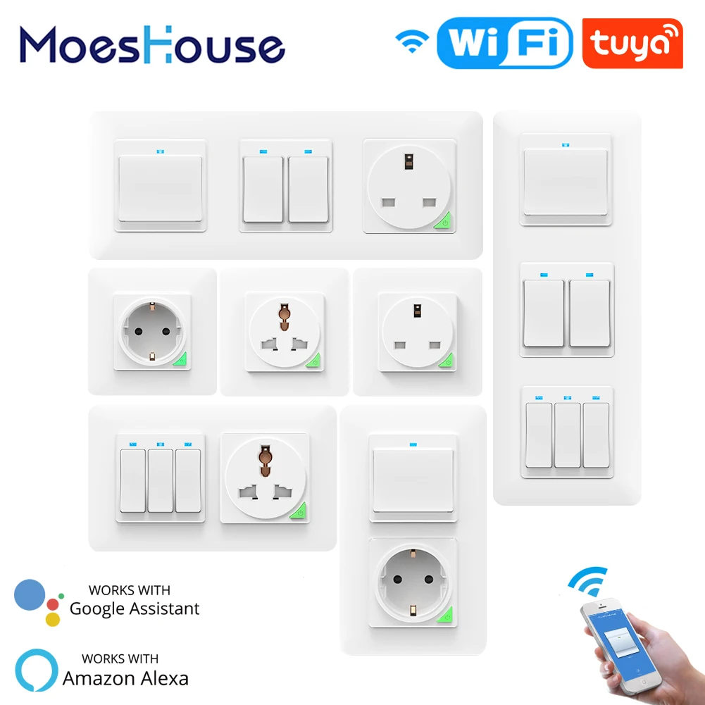 WiFi Smart Light Wall Switch Socket Outlet Push Button DE EU Smart Life Tuya Wireless Remote Control Work with Alexa Google Home
WiFi Smart Light Wall Switch Socket Outlet Push Button DE EU Smart Life Tuya Wireless Remote Control Work with Alexa Google Home