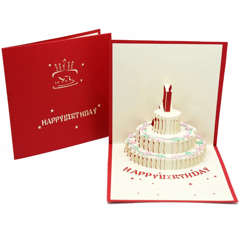 manufacturers supply color cake 3d cards employee birthday gift