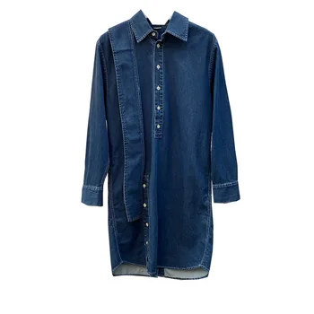 Nordic Front / Rear Buttons Blue Wash Solid Color Belted Long Sleeve Shirt mini Dress 
Nordic Front / Rear Buttons Blue Wash Solid Color Belted Long Sleeve Shirt mini Dress