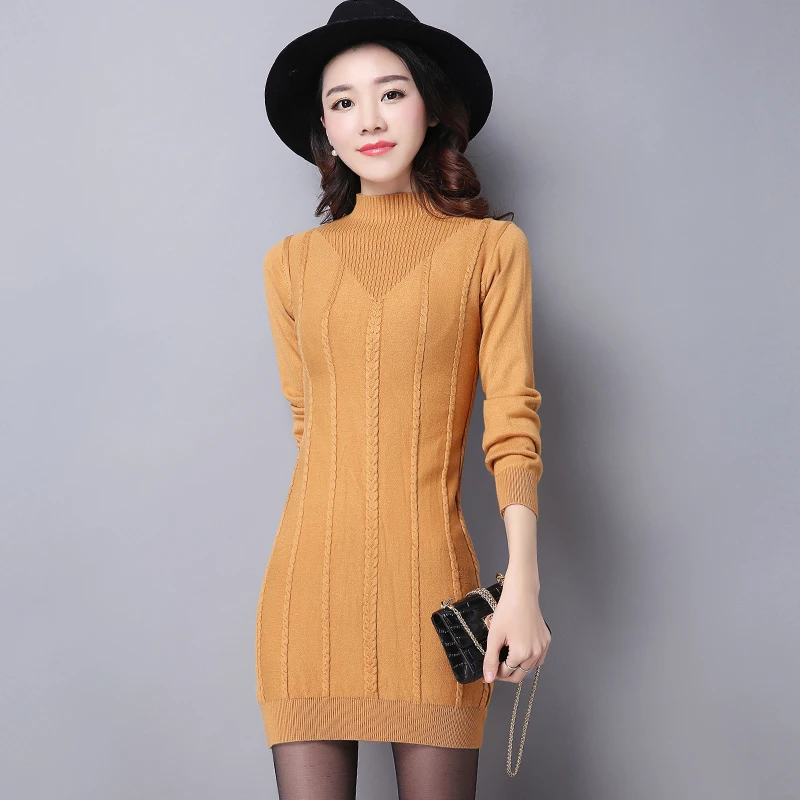 Winter Fall Sweater Half Turtleneck Solid Mid-long Sweater Women's Knitted Pullovers Plus Size Sweater Dress Knitwear Y8204
Winter Fall Sweater Half Turtleneck Solid Mid-long Sweater Women's Knitted Pullovers Plus Size Sweater Dress Knitwear Y8204