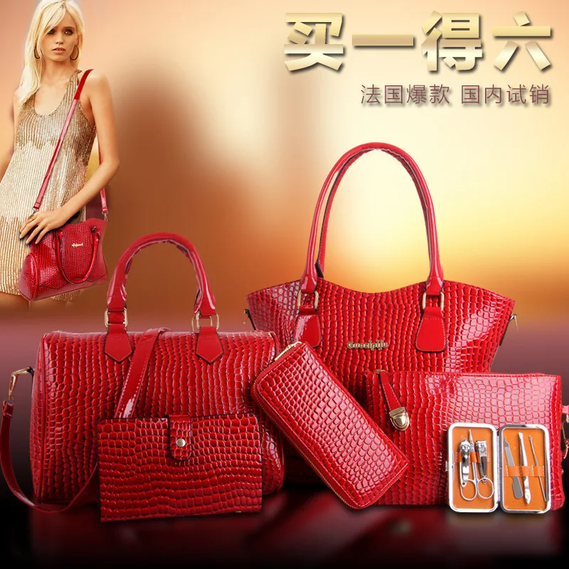 New Style Crocodile Pattern WOMEN'S Bag Picture Six Pieces Set Women's Handbag Fashion Shoulder Diagonal Bag
New Style Crocodile Pattern WOMEN'S Bag Picture Six Pieces Set Women's Handbag Fashion Shoulder Diagonal Bag