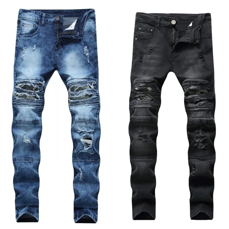 New men jeans in Europe and the small hole straight knee stretch of cultivate morality men's jeans trousers
New men jeans in Europe and the small hole straight knee stretch of cultivate morality men's jeans trousers