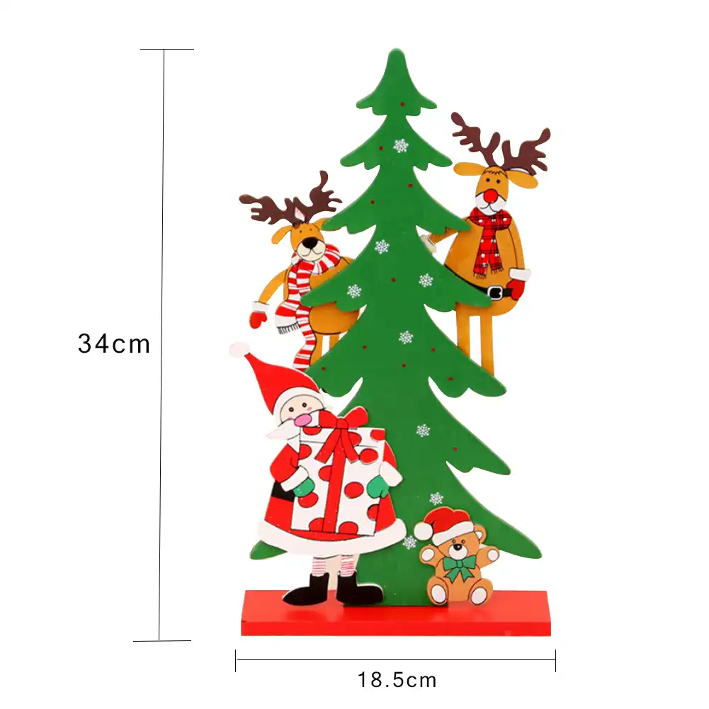 decoration christmas tree shape wooden pendants with santa claus