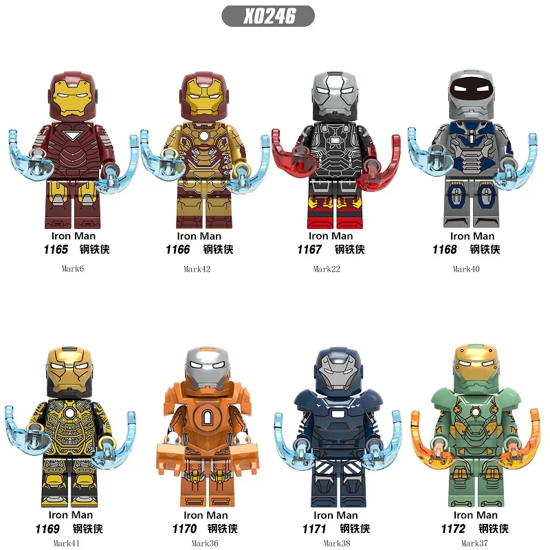 Single Sale Super Heroes Building Blocks Iron Man Mark6 Mark22 Mark36 Mark37 Mark42 Figures Bricks Gift Toys For Children X0246
Single Sale Super Heroes Building Blocks Iron Man Mark6 Mark22 Mark36 Mark37 Mark42 Figures Bricks Gift Toys For Children X0246