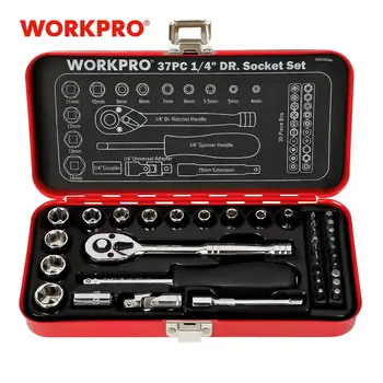 WORKPRO 37PC 1/4" Sokcet Set Tool Set Home Repair Tools Metal Box Ratchet Torque Wrench
WORKPRO 37PC 1/4" Sokcet Set Tool Set Home Repair Tools Metal Box Ratchet Torque Wrench