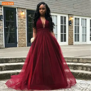 Fashion Burgundy African Long Evening Dresses V Neck Tulle Sexy A Line Evening Gown Customized Slim fit Women Party Formal Dress
Fashion Burgundy African Long Evening Dresses V Neck Tulle Sexy A Line Evening Gown Customized Slim fit Women Party Formal Dress